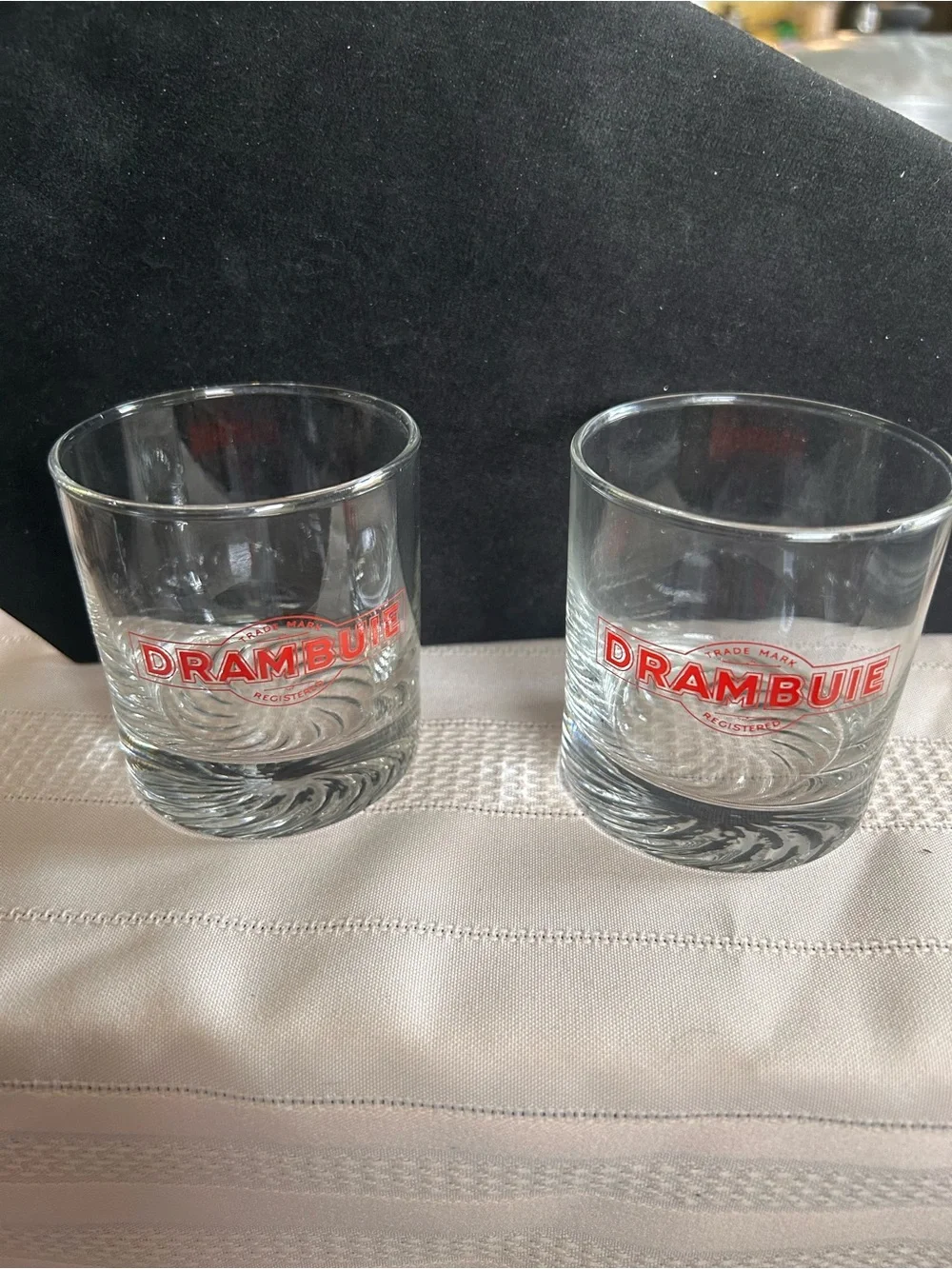 Drambuie Branded Clear Tumbler Glasses with Red Logo (Set of 2)